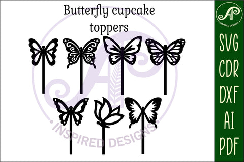 Butterfly cupcake toppers, 7 designs SVG laser cut SVG APInspireddesigns 