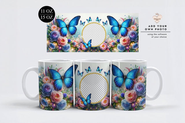 Butterfly Custom Photo Mug Wrap Sublimation PNG Sublimation BijouBay 