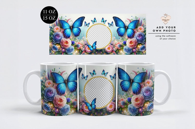 Butterfly Custom Photo Mug Wrap Sublimation PNG Sublimation BijouBay 