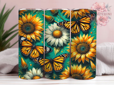 Butterfly Daisy Floral 20oz Tumbler, Daisy Design Drinkware, Floral Sublimation, 20oz Drinkware, Nature Gift, Spring Decor, Custom Tumblers Sublimation Li Zamperini 