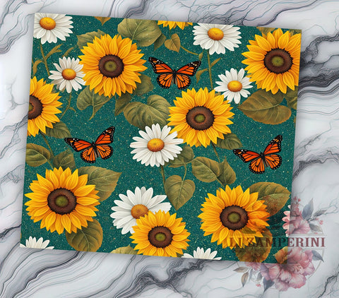 Butterfly Daisy Floral 20oz Tumbler, Daisy Design Drinkware, Floral Sublimation, 20oz Drinkware, Nature Gift, Spring Decor, Custom Tumblers Sublimation Li Zamperini 