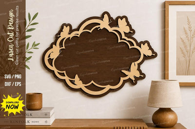 Butterfly Decorative Frame laser Cut svg Cutting file SVG Regulrcrative 