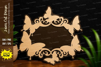 Butterfly Decorative Frame Laser Cut SVG SVG Regulrcrative 