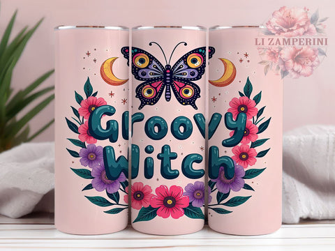 Butterfly Design, Groovy Witch, Tumbler PNG, Sublimation Design, 20oz Tumbler, Halloween Tumbler, Digital Download Sublimation Li Zamperini 
