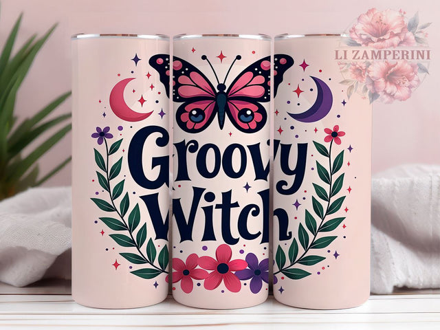 Butterfly Design, Groovy Witch, Tumbler PNG, Sublimation Design, 20oz Tumbler, Halloween Tumbler, Digital Download Sublimation Li Zamperini 