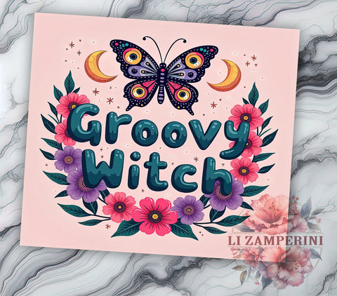 Butterfly Design, Groovy Witch, Tumbler PNG, Sublimation Design, 20oz Tumbler, Halloween Tumbler, Digital Download Sublimation Li Zamperini 