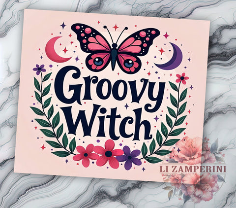 Butterfly Design, Groovy Witch, Tumbler PNG, Sublimation Design, 20oz Tumbler, Halloween Tumbler, Digital Download Sublimation Li Zamperini 