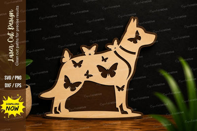 Butterfly Dog Silhouette Laser Cut SVG SVG Regulrcrative 