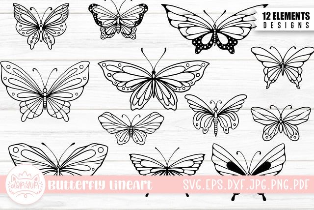 Butterfly Doodle LineArt Laser Cut SVG Bundle SVG dapiyupi store 