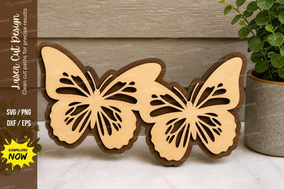 Butterfly Duo Laser Cut SVG | Elegant Butterfly Wall Art SVG File SVG Regulrcrative 
