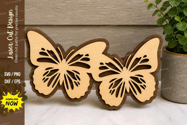 Butterfly Duo Laser Cut SVG | Elegant Butterfly Wall Art SVG File SVG Regulrcrative 