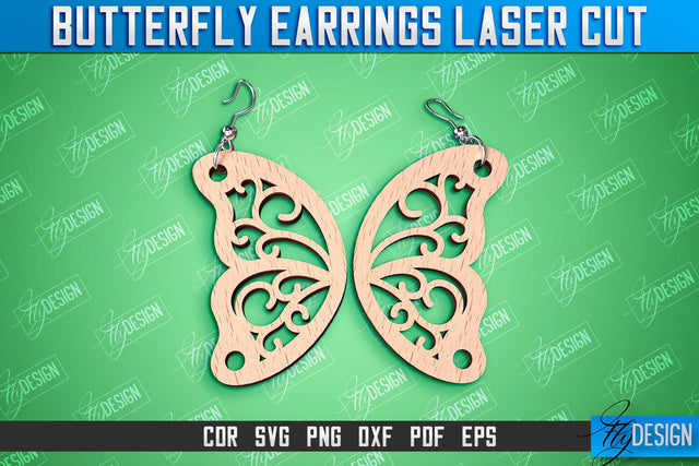 Butterfly Earrings Design | Accessories Laser Cut | Jewelry Design | CNC Files SVG Fly Design 