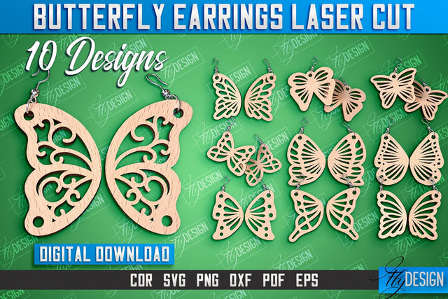 Butterfly Earrings Design | Accessories Laser Cut | Jewelry Design | CNC Files SVG Fly Design 
