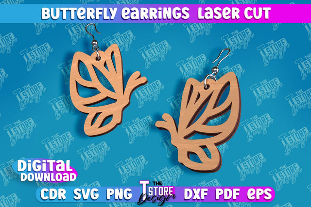 Butterfly Earrings Design | Accessories Laser Cut | Jewelry Design | CNC Files SVG The T Store Design 