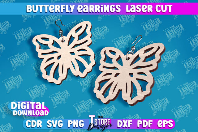 Butterfly Earrings Design | Accessories Laser Cut | Jewelry Design | CNC Files SVG The T Store Design 