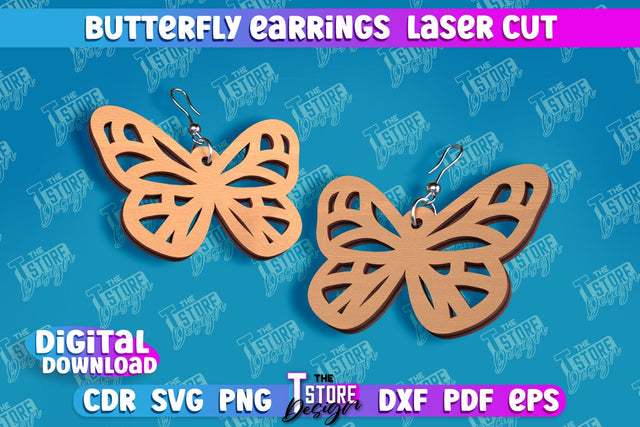 Butterfly Earrings Design | Accessories Laser Cut | Jewelry Design | CNC Files SVG The T Store Design 