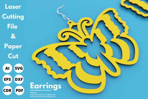 Butterfly Earrings | paper cut | svg laser cut Glowforge SVG tofigh4lang 