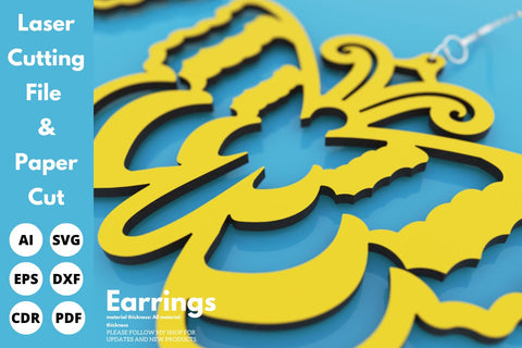 Butterfly Earrings | paper cut | svg laser cut Glowforge SVG tofigh4lang 