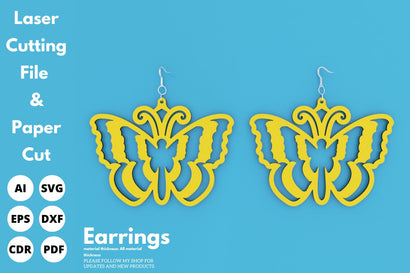 Butterfly Earrings | paper cut | svg laser cut Glowforge SVG tofigh4lang 
