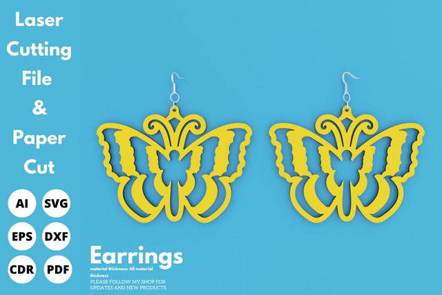 Butterfly Earrings | paper cut | svg laser cut Glowforge SVG tofigh4lang 