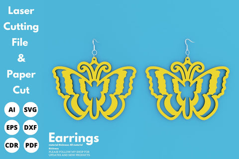 Butterfly Earrings | paper cut | svg laser cut Glowforge SVG tofigh4lang 