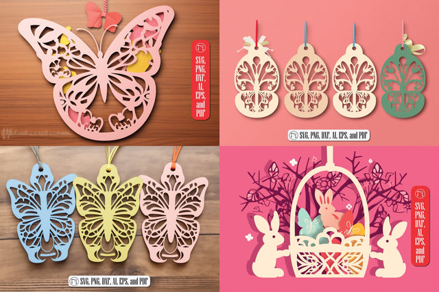 Butterfly Easter Basket Tags SVG Bundle SVG MD JOYNAL ABDIN 