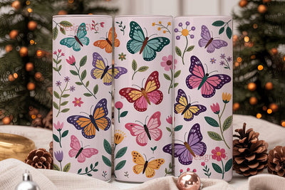 Butterfly Embroidery 20oz Tumbler Wrap Sublimation DesignSVG 