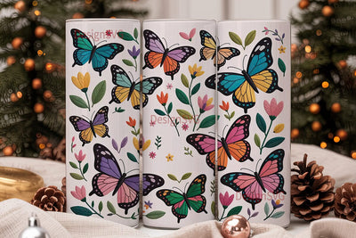Butterfly Embroidery 20oz Tumbler Wrap Sublimation DesignSVG 