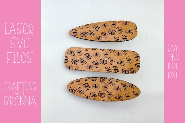 Butterfly Engraved Hair Clip Laser SVG File SVG Crafting With Brenna 