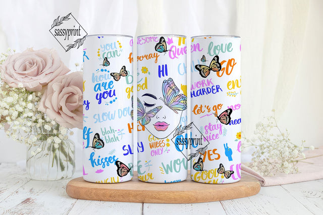 butterfly face Tumbler, funny tumbler, 20oz skinny tumbler, skinny tumbler, tumbler 20oz, floral tumbler, butterfly tumbler, 20oz tumblers, Sublimation sassyprint 