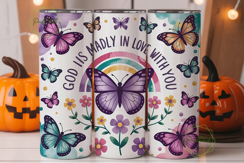 Butterfly Faith 20oz Tumbler Wrap Sublimation PixelChick 