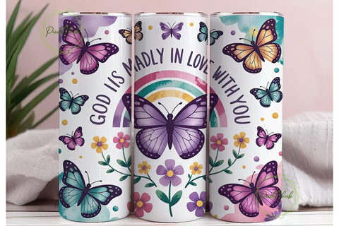 Butterfly Faith 20oz Tumbler Wrap Sublimation PixelChick 