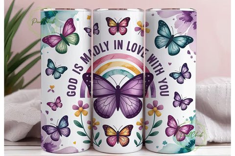 Butterfly Faith 20oz Tumbler Wrap Sublimation PixelChick 