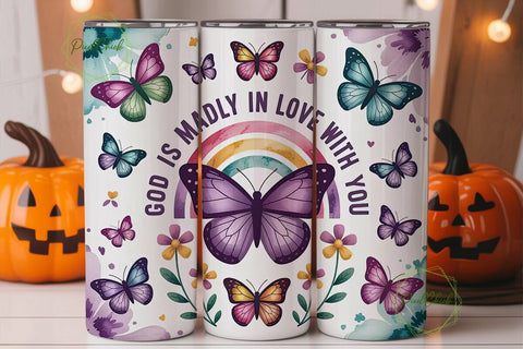 Butterfly Faith 20oz Tumbler Wrap Sublimation PixelChick 