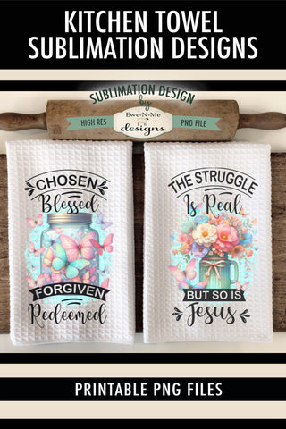 Butterfly Faith Based Kitchen Towel Sublimation Designs Sublimation Ewe-N-Me Designs 