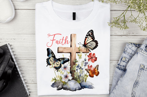 Butterfly Faith Cross Sublimation Design Sublimation Regulrcrative 