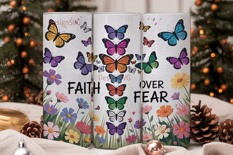 Butterfly Faith Tumbler Wrap PNG Sublimation DesignSVG 