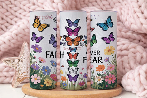 Butterfly Faith Tumbler Wrap PNG Sublimation DesignSVG 