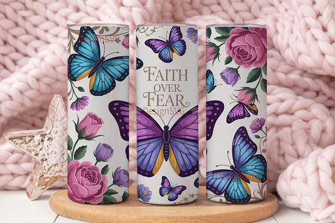 Butterfly Faith Tumbler Wrap Sublimation DesignSVG 