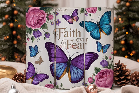 Butterfly Faith Tumbler Wrap Sublimation DesignSVG 