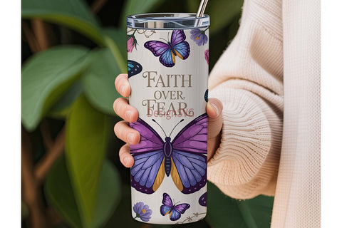 Butterfly Faith Tumbler Wrap Sublimation DesignSVG 