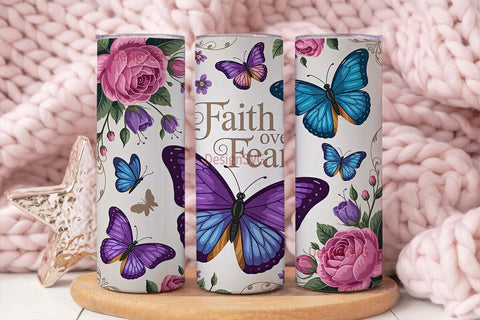 Butterfly Faith Tumbler Wrap Sublimation DesignSVG 