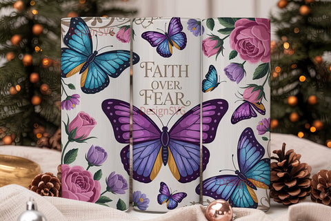 Butterfly Faith Tumbler Wrap Sublimation DesignSVG 