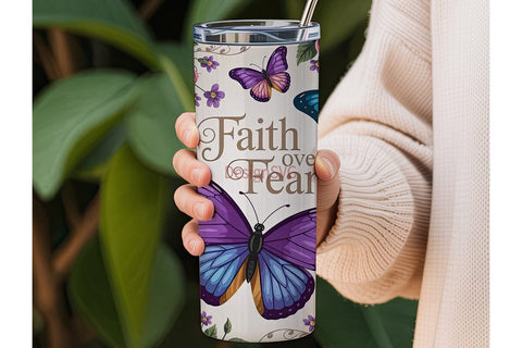 Butterfly Faith Tumbler Wrap Sublimation DesignSVG 