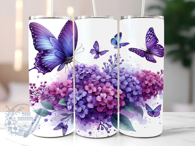 Butterfly Floral 20 oz Skinny Tumbler Sublimation Design, Floral Tumbler Wrap, 20oz Tumbler Wrap, Tumbler Butterflies 20 oz Skinny Tumbler Sublimation ToriDesigns 