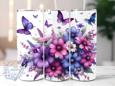 Butterfly Floral 20 oz Skinny Tumbler Sublimation Design, Floral Tumbler Wrap, 20oz Tumbler Wrap, Tumbler Butterflies 20 oz Skinny Tumbler Sublimation ToriDesigns 