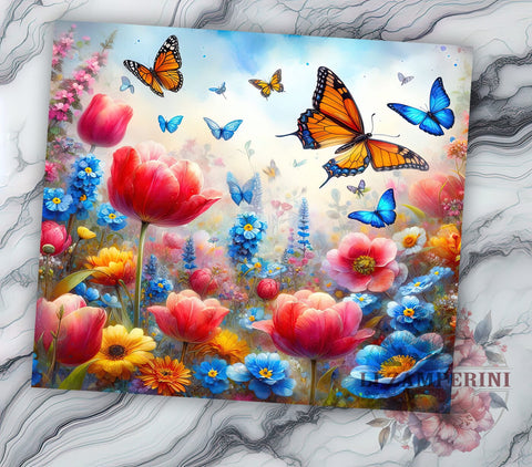 Butterfly Floral 20oz Tumbler Wrap PNG, Butterfly Tumbler Png, Straight & Tapered Tumbler Wrap, Instant Digital Download Sublimation Li Zamperini 