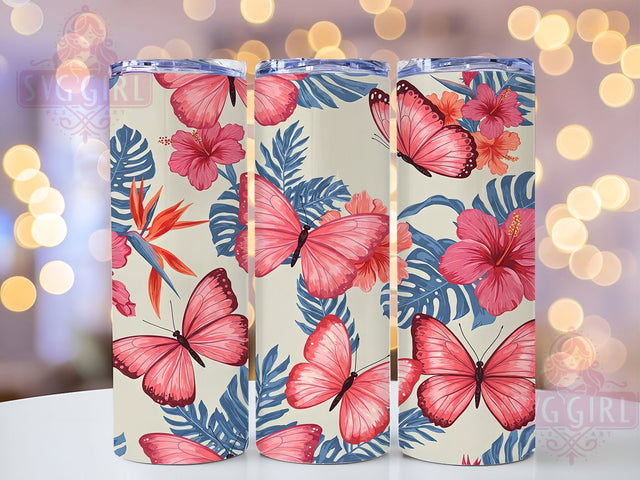 Butterfly Floral 20oz Tumbler Wrap, Spring Floral Design, Colorful Butterfly Mug, Nature Theme Cup, Whimsical Butterfly Wrap, Garden Insect Tumbler, Sublimation Tumbler Wrap Sublimation SvggirlplusArt 