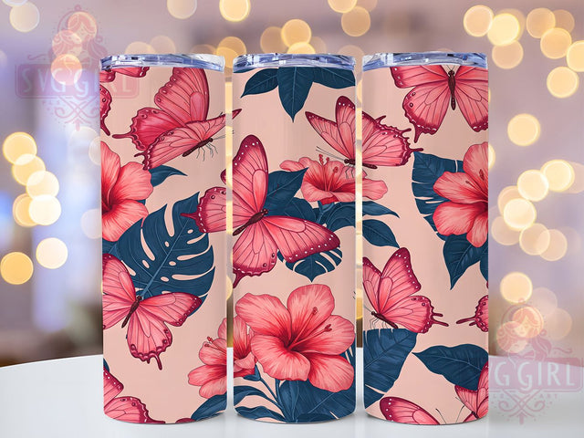Butterfly Floral 20oz Tumbler Wrap, Spring Floral Design, Colorful Butterfly Mug, Nature Theme Cup, Whimsical Butterfly Wrap, Garden Insect Tumbler, Sublimation Tumbler Wrap Sublimation SvggirlplusArt 