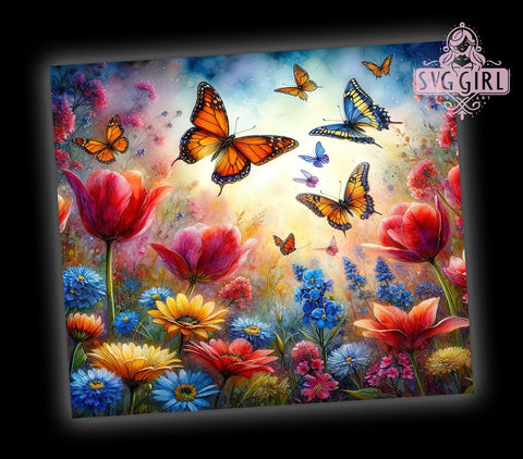 Butterfly Floral 20oz Tumbler Wrap Sublimation Design, Straight Tapered Tumbler Wrap, Butterfly Tumbler Png, Instant Digital Download Sublimation SvggirlplusArt 